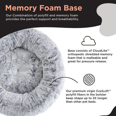 SnuggleSoft Faux Fur Pet Bed, Grey - Image 3