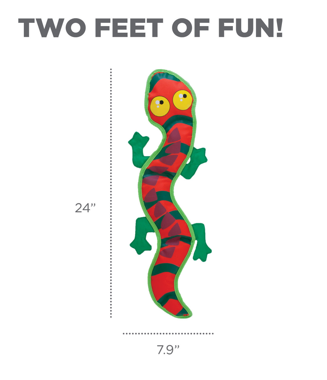 Fire Biterz Gecko Plush Interactive Dog Toy, Orange, Large - Image 5