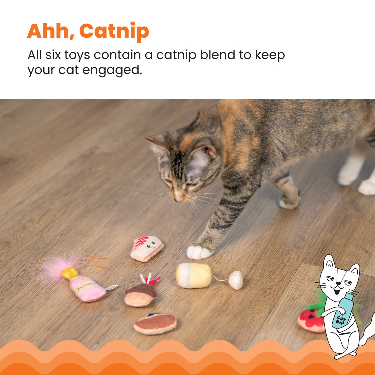 Purrsecco & Cupcakes Cat Toys - 6 Pack, Multi - Image 4