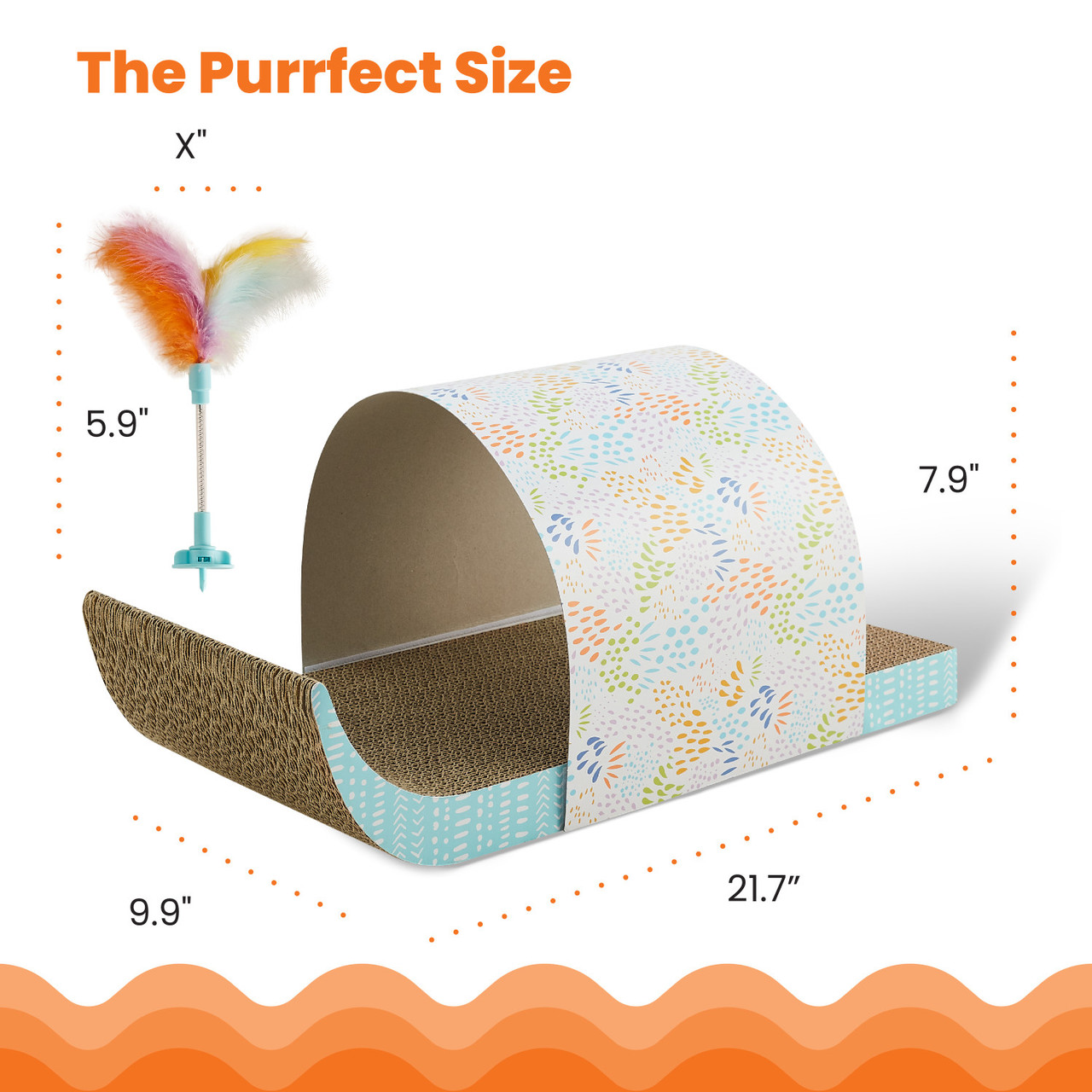 Cat Tunnel Scratcher with Feather Spring Toy and Removable Tunnel, Mlt - Image 2