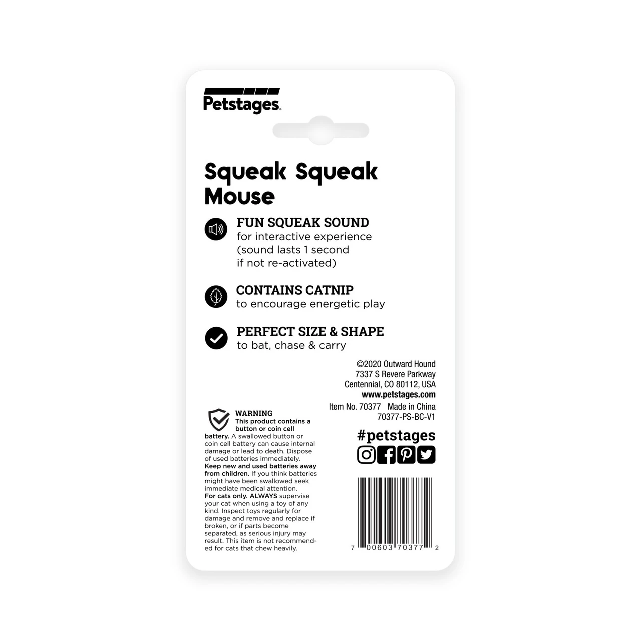Squeak Squeak Mouse Plush Cat Toy, Grey - Image 7
