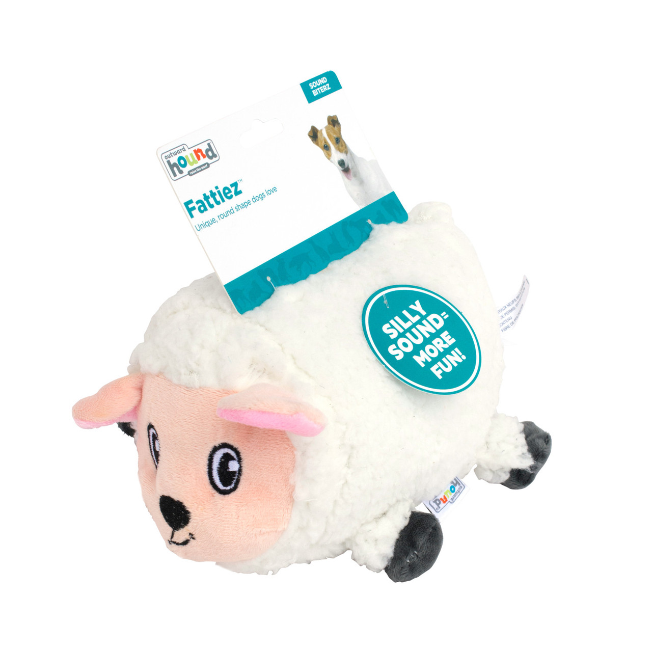 Fattiez Sheep Plush Dog Toy, White, Medium - Image 3