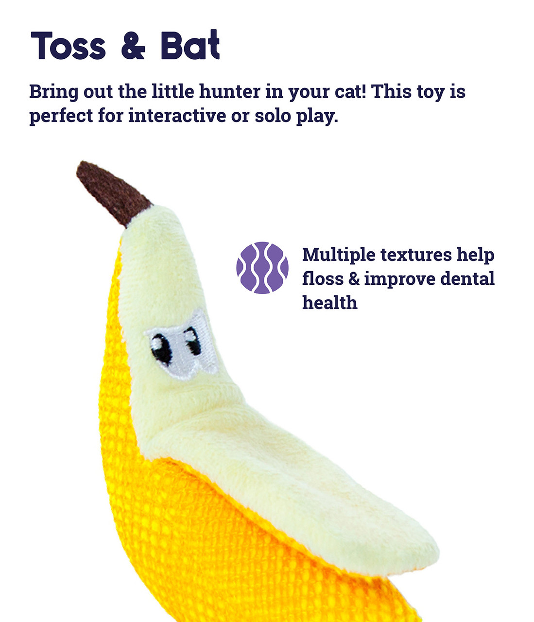 Dental Banana Cat Chew Toy, Yellow - Image 3